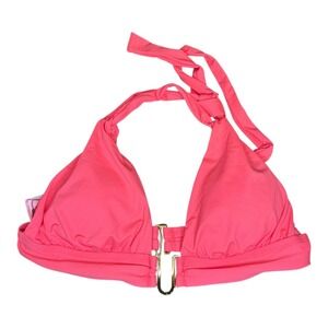 La Blanca Halter‎ Swim Top Gold Hardware Detail Coral Pink Size 6